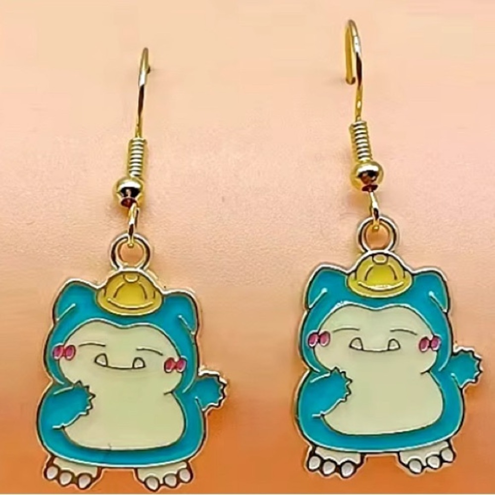 Pokémon - Snorlax with little yellow hat Earrings set - NWT - 1 inch